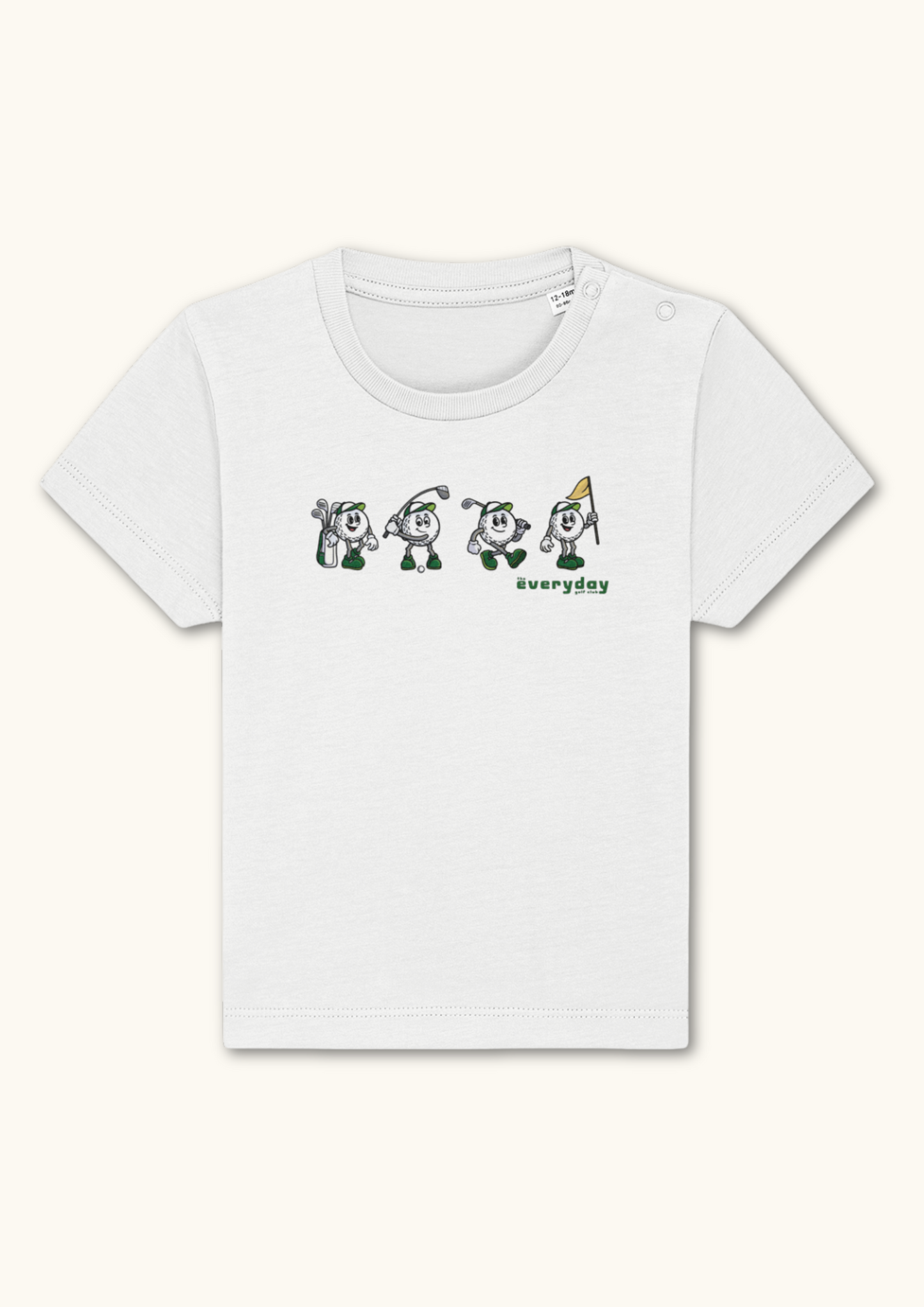 4 Ball baby golf t-shirt in organic cotton with shoulder snaps