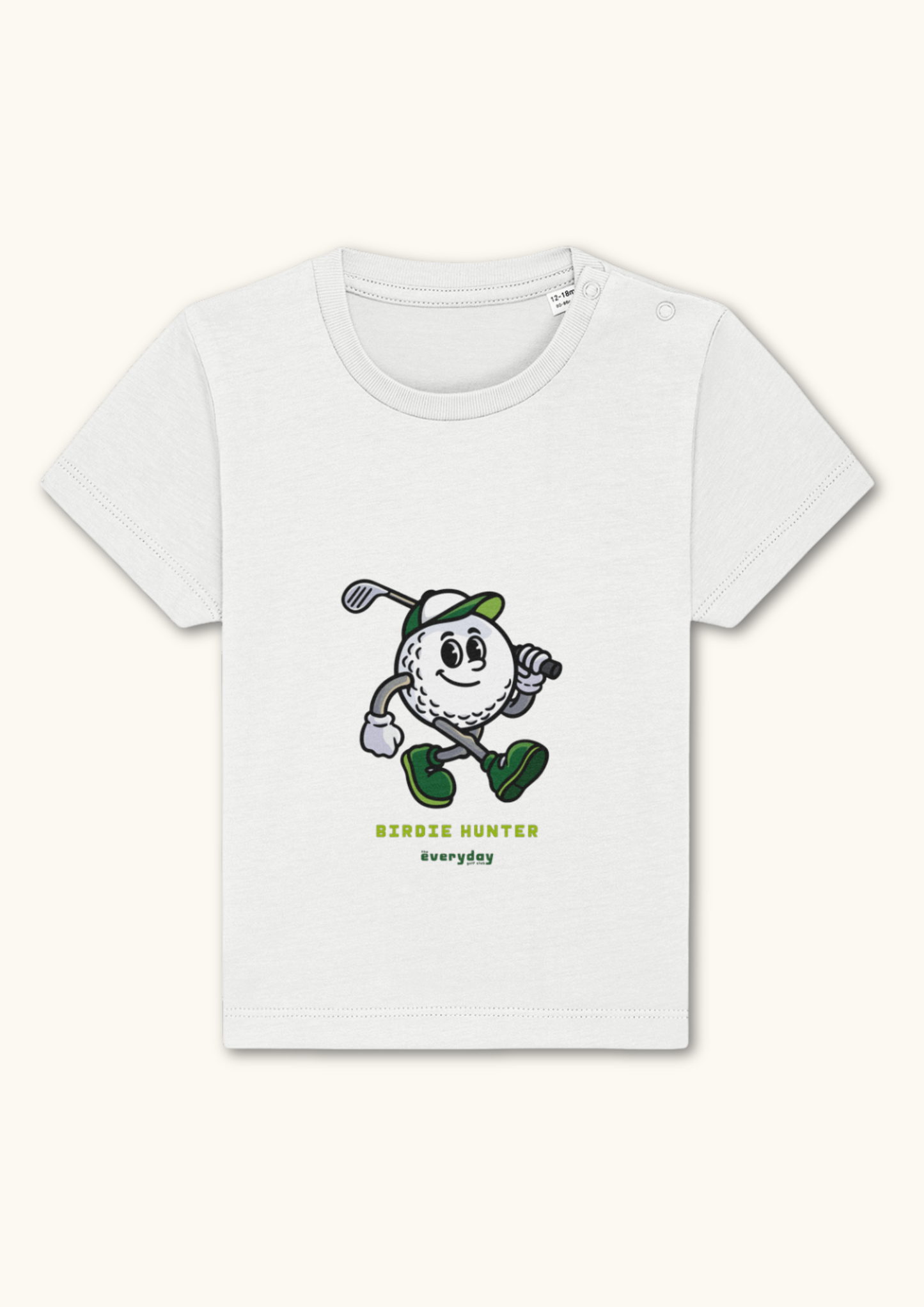 Birdie Hunter baby golf t-shirt in organic cotton with shoulder snaps