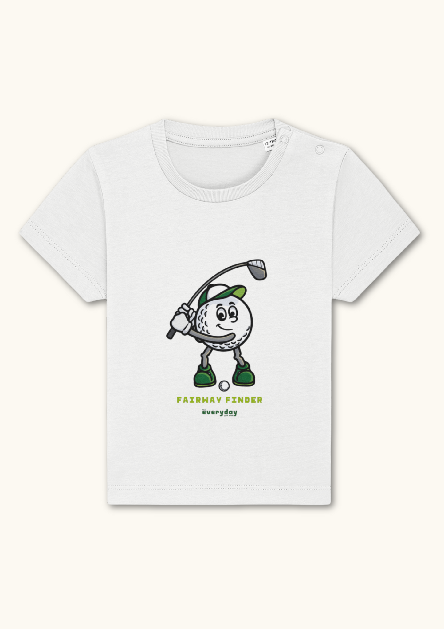 Fairway Finder baby golf t-shirt in organic cotton with shoulder snaps