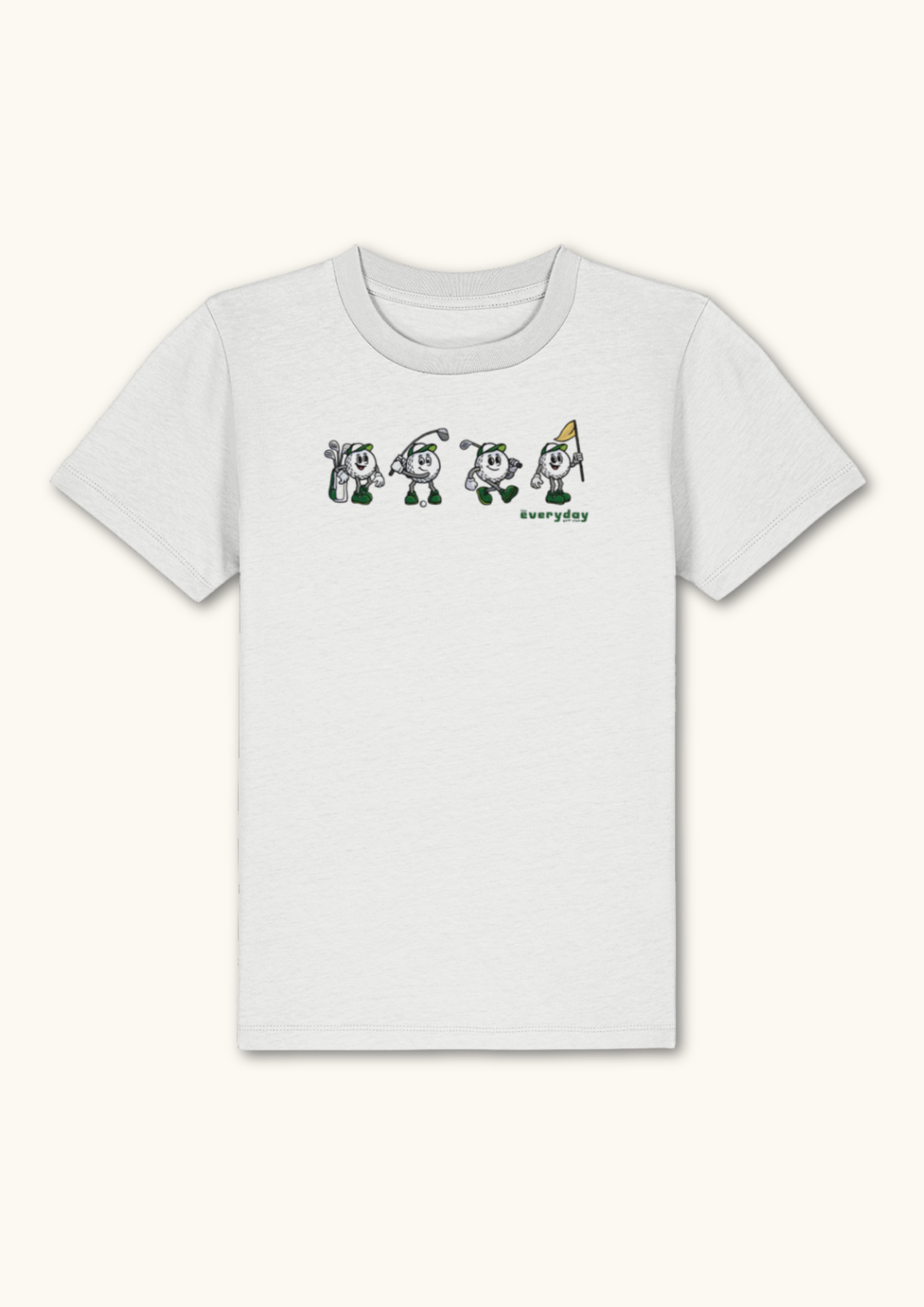 4 Ball graphic kids golf t-shirt in organic cotton for social young golfers