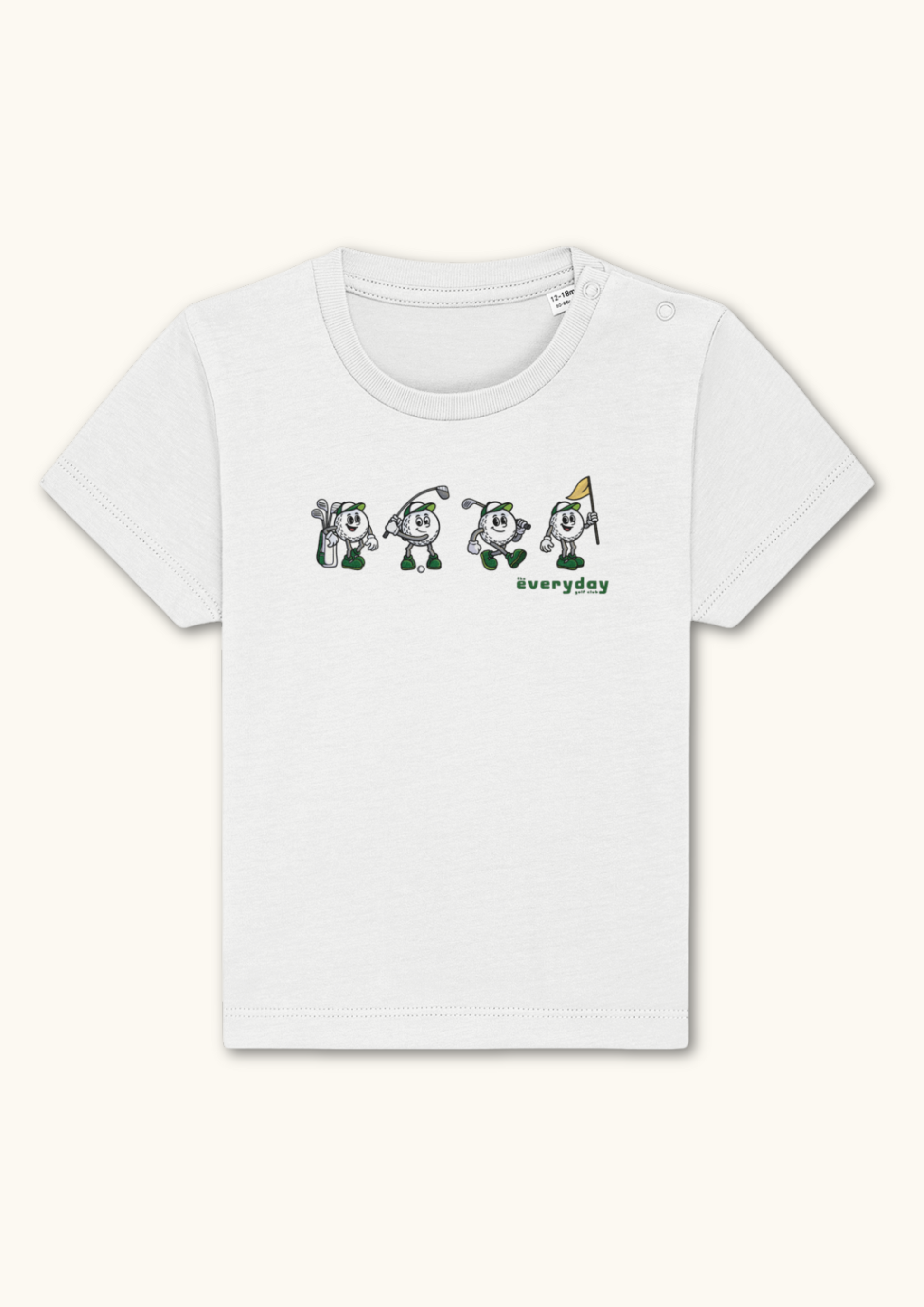 4 Ball baby golf t-shirt in organic cotton with shoulder snaps