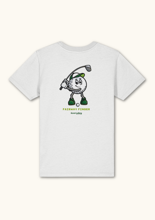 Fairway Finder graphic kids golf t-shirt in organic cotton for junior golfers
